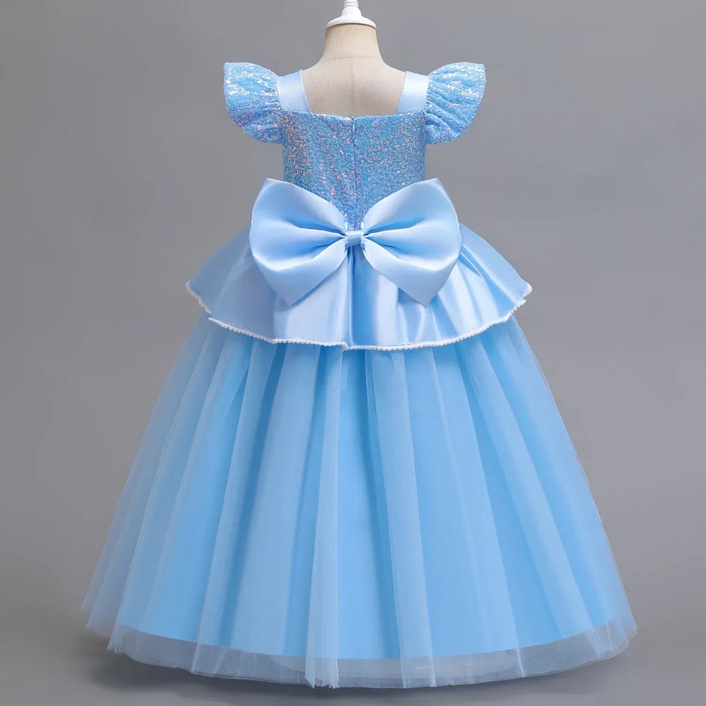 Kid Size: 9, Color: Orange - Disney Deluxe Elegant Cinderella Princess Ball Gown Fancy Birthday Cinderella Party Dress Vestidos Costume Play Carnival Apparel