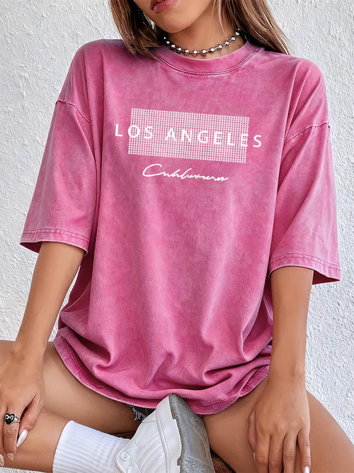 Los Angeles California Usa Prints Washed T-Shirts Womens Cotton