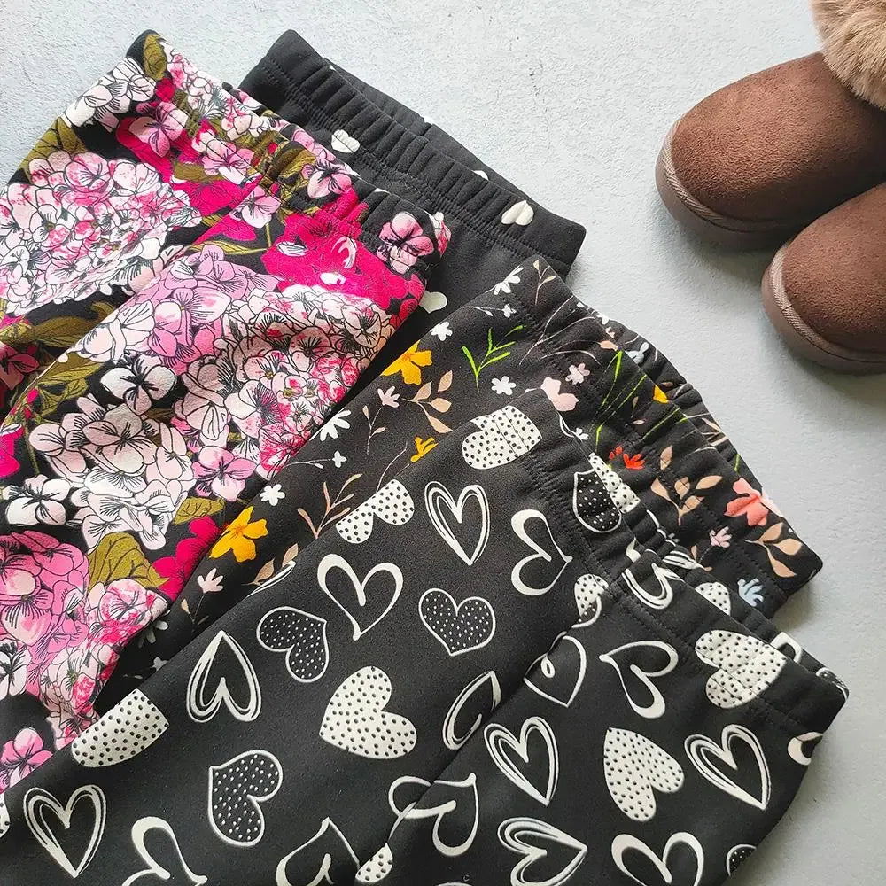 Color: Yellow, Kid Size: 11 - Autumn Winter Print Flowers Thick Warm Kids Toddler Baby Girls Leggings Children's Pants