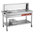 Commercial Food Warmer, 7 Pans + 2 Pots Electric Steam Table, 1800W Professional Buffet Catering Food Warmer with Shield Undershelf Wheels, Stainless Steel Server for Party Restaurant Hotel