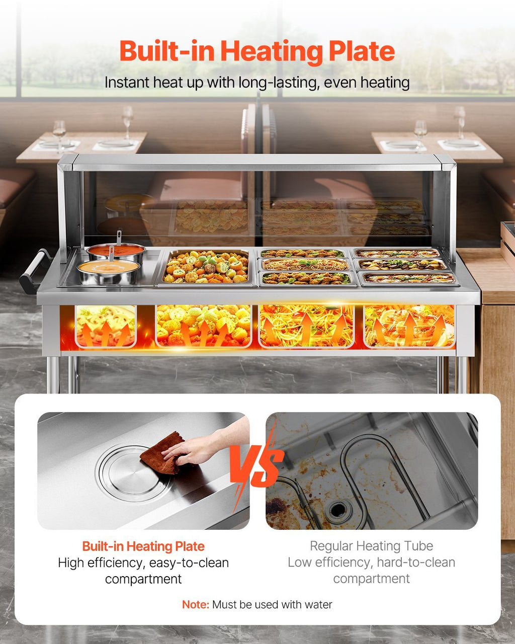 Commercial Food Warmer, 7 Pans + 2 Pots Electric Steam Table, 1800W Professional Buffet Catering Food Warmer with Shield Undershelf Wheels, Stainless Steel Server for Party Restaurant Hotel