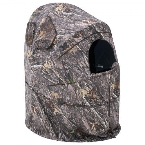 Hunting Blind, Single Person Ground Blinds with Carrying Bag, Portable Camouflage Tent, Reinforced Durable Concealed Shelter with Silent Zipper Door and Window, for Turkey and Deer