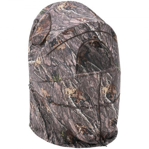 Hunting Blind, Single Person Ground Blinds with Carrying Bag, Portable Camouflage Tent, Reinforced Durable Concealed Shelter with Silent Zipper Door and Window, for Turkey and Deer