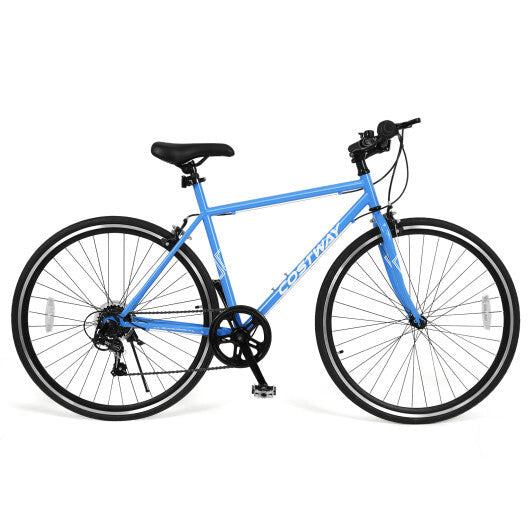 26 Inch Mountain Bike Adjustable with 6-Speed and All-terrain Rubber Wheels-Blue - Color: Blue - Size: 26 inches