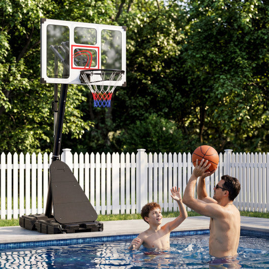 4.9-10 Feet Portable Basketball Hoop 10 Levels Adjustable with Fillable Base and Ball Storage