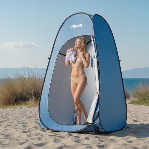 Pop up Shower Tent, Instant Portable Privacy Tent Changing Room with Shower Bag, Ground Stakes, Ropes, Carry Bag, 190T Polyester with Silver Coating, Quick Setup, for Camping, Beach, Fishing