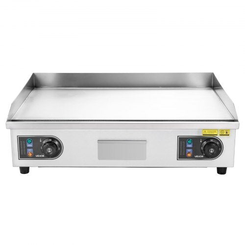 Commercial Electric Griddle, 25.79 x 15.75 inch, 2800W, 122-570?F Adjustable Temp Control, Stainless Steel Body, Full Flat, with 2 Spatulas, 2 Brushes, and 4 Foot Pads, for Steak, Pancake (NO PLUG)