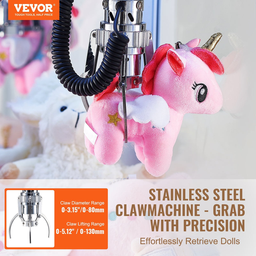 Claw Machine, 0-3 Jaw Diameter 0-5 Jaw lifting, Crane Prize Grabber Commercial Arcade Game Toys, Cool Fun Grab-And-Win Machine w/ Light and Sound, Dispenser Vending Toy For Kids,Boys &Girls