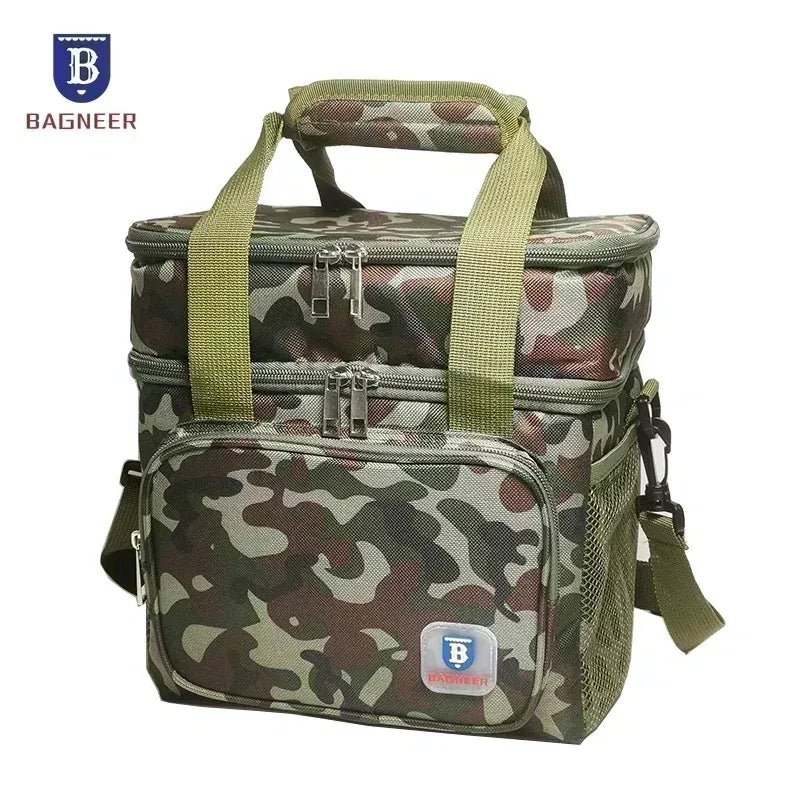 Color: black - BAGNEER Thermal Lunch Bag Camping Picnic Food Cooler Bags Insulated Case Waterproof Office School Lunchbag Shoulder Cooling Box