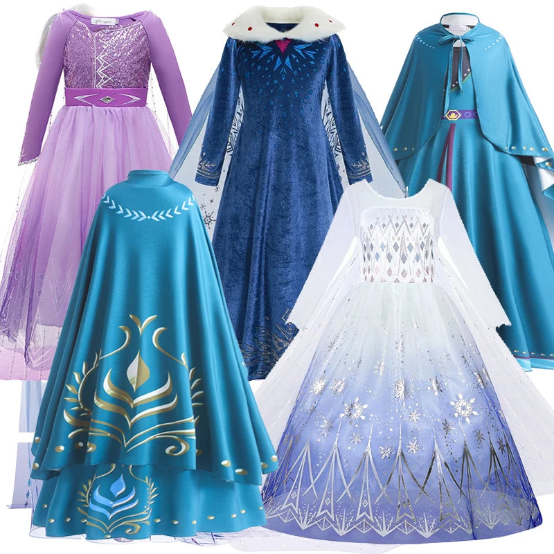 Kid Size: 4T, Color: green - Disney Frozen Anna Elsa Girls Princess Dresses Mesh Sequin Dress Kids Cosplay Snow Queen Costumes Carnival Birthday Party Gowns