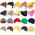 Color: Dark Red - MOC Brown Hair Building Blocks City Figures Body Creative Accessory Blond Gold White Parts DIY Hats Mini Bricks Assemble Toy S04