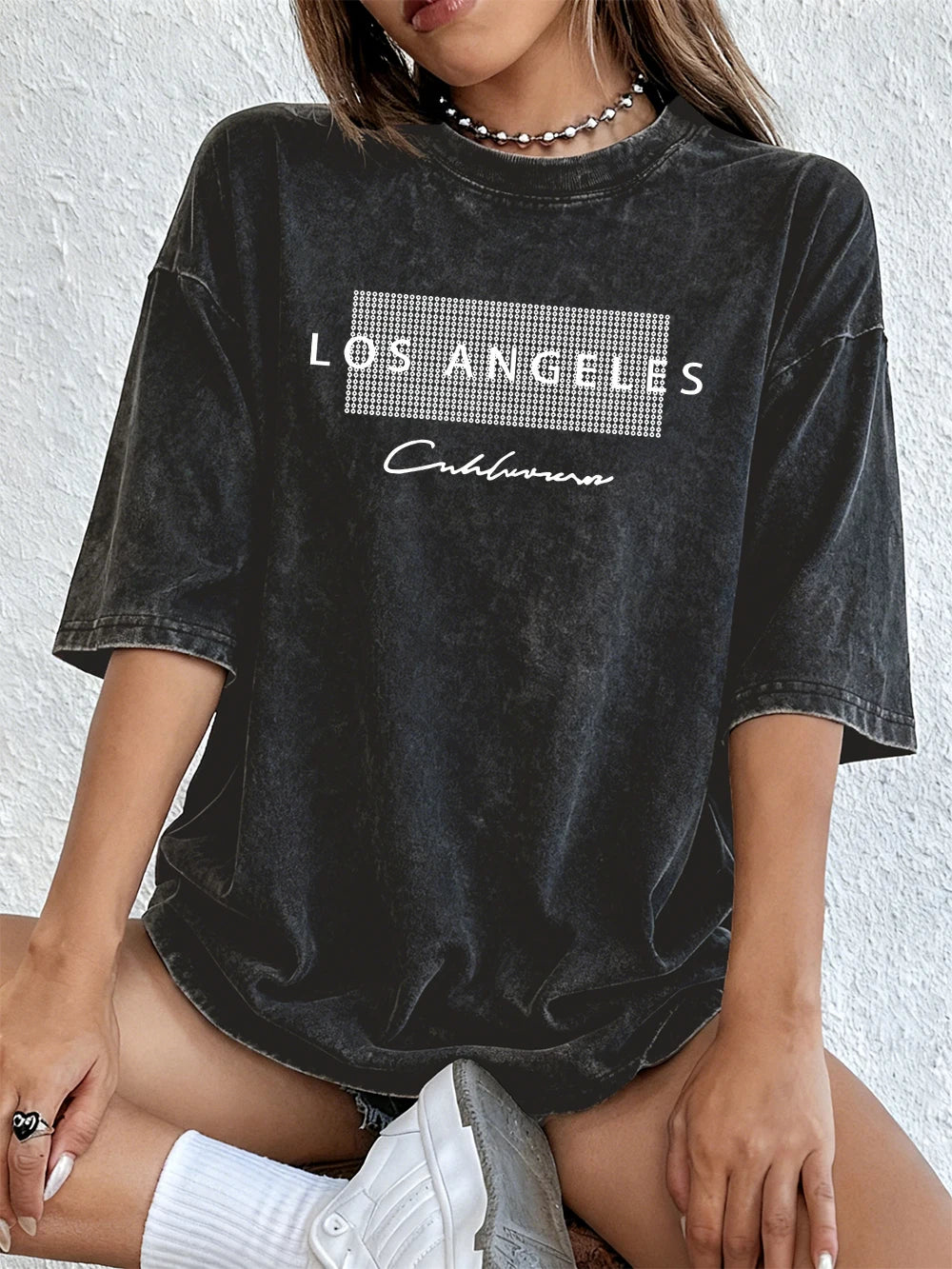 Los Angeles California Usa Prints Washed T-Shirts Womens Cotton