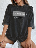Los Angeles California Usa Prints Washed T-Shirts Womens Cotton