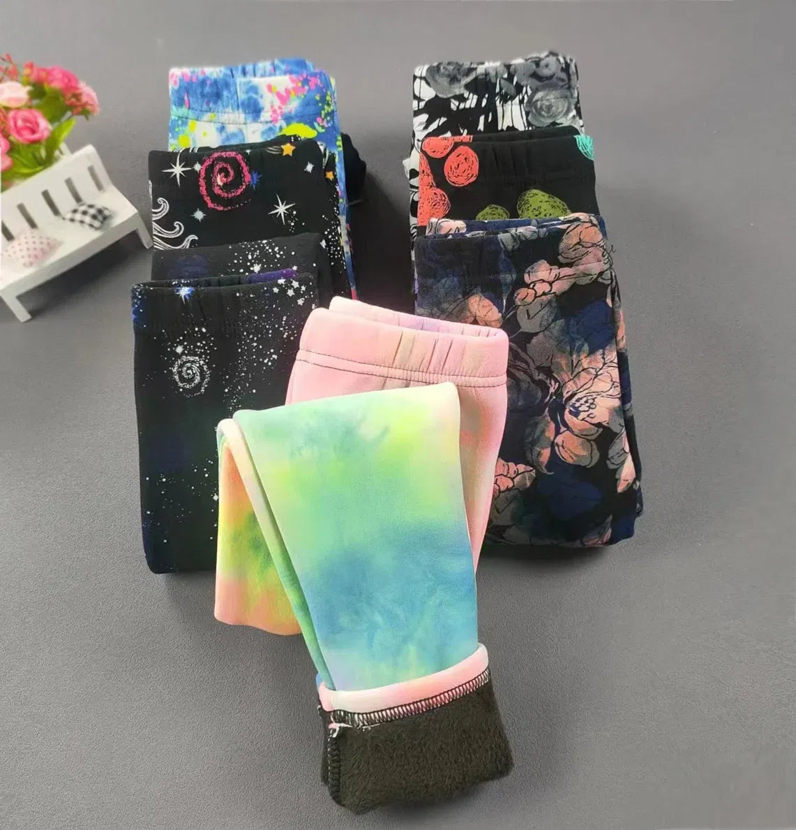 Color: Khaki, Kid Size: 5 - 2-11Y Girls' Pants Autumn and Winter Slim Fit Warm Bottom Pants Thickened Velvet Printed Children's Pants Baby Casual Pants