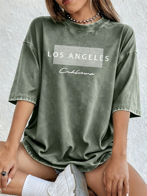Los Angeles California Usa Prints Washed T-Shirts Womens Cotton