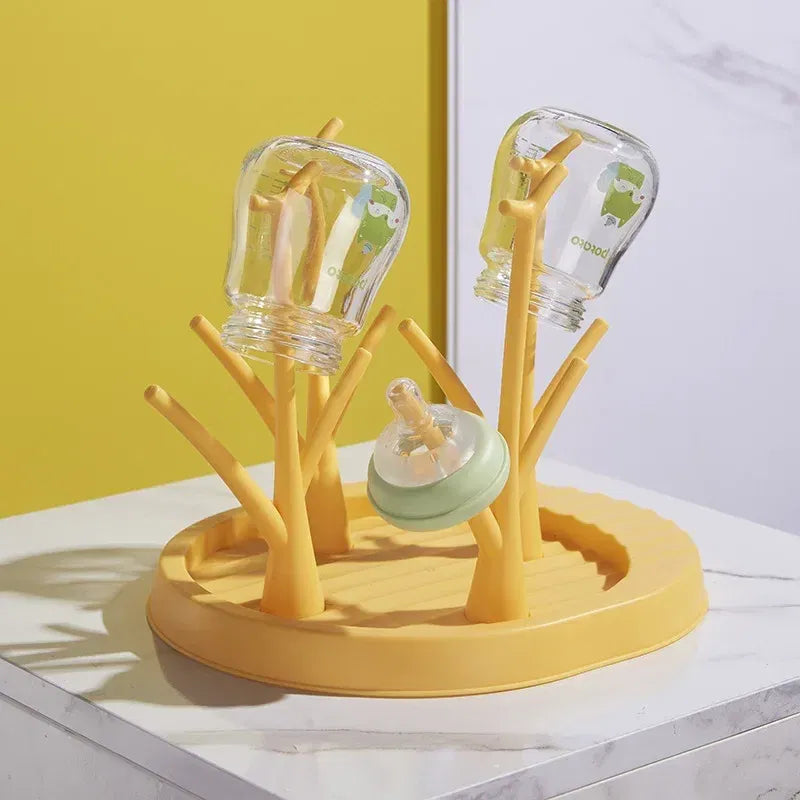 Color: Green - Baby Bottle Holder Cleaning Dryer Drainer Removable Baby Bottle Drying Rack Storage Rack Tree Shape Rack for Babies Bottles Item