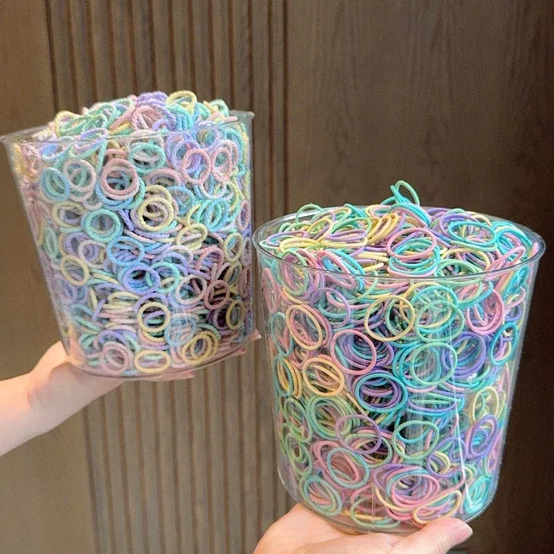 Color: Sky blue - [50Pcs/lot] Baby Rubber Band Does Not Hurt The Hair Small Thumb Ring High Elastic Thread Toddler Seamless Scrunchies Set