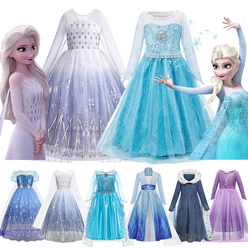 Kid Size: 9, Color: Orange - Disney Frozen Elsa Anna Princess Dresses Girls Mesh Sequin Dress Kids Cosplay Snow Queen Costumes Carnival Birthday Party Gowns