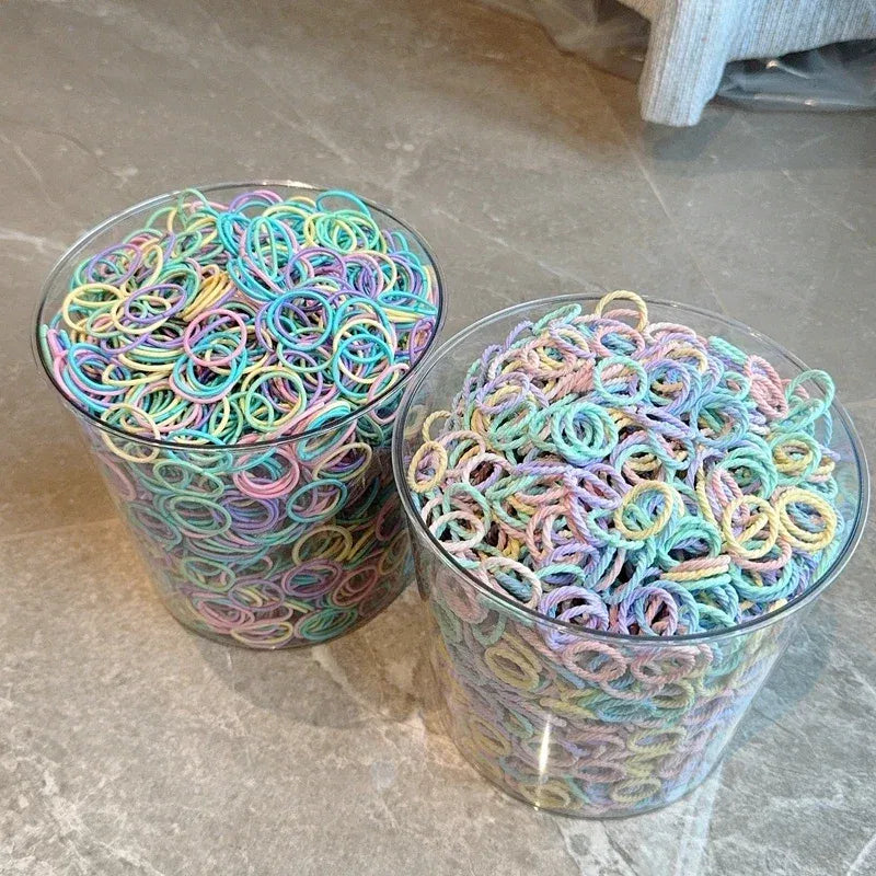 Color: Sky blue - [50Pcs/lot] Baby Rubber Band Does Not Hurt The Hair Small Thumb Ring High Elastic Thread Toddler Seamless Scrunchies Set