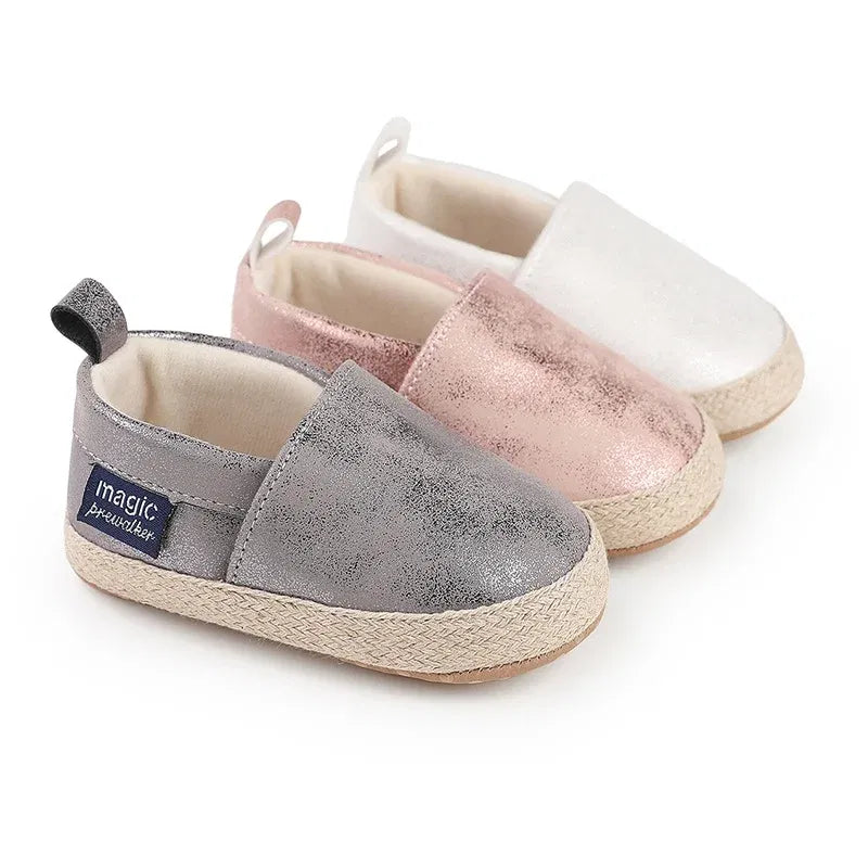Color: Pink, Shoe Size: 0.5 - Baby Boys Girls First Walkers Children Fashion Cute Soft Bottom Non-Slip Toddler Shoes Retro Soild Color Casual Shoes 0-18M