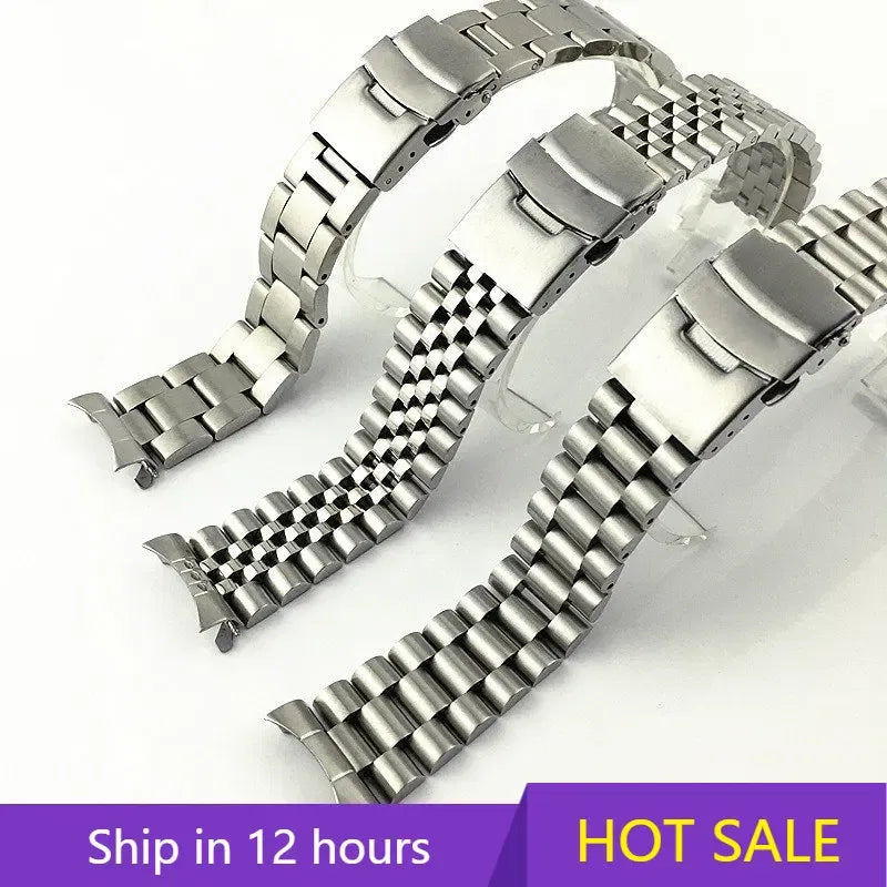 Band Color: GREEN BLUE, Band Width: 22mm - For Seiko Solid Stainless Steel Band 20mm 22mm Men's Sports Strap Srpd Skx007/Skx009 SRPD63K1 Jubilee Curved End Bracelet