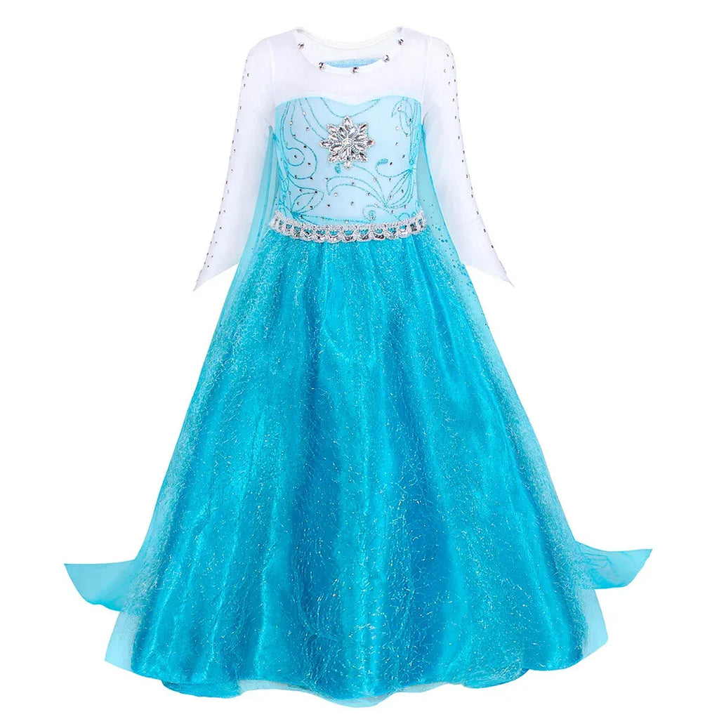 Kid Size: 9, Color: Orange - Disney Frozen Elsa Anna Princess Dresses Girls Mesh Sequin Dress Kids Cosplay Snow Queen Costumes Carnival Birthday Party Gowns