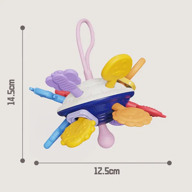 Color: plum - Montessori Baby Toys 0 12 Months Rotating Rattle Silicone Teething Toys Ball Grasping Activity Development Baby Sensory Toy