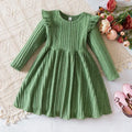 Color: GRAY, Kid Size: 8 - Autumn and Winter Girls Knitted Sweater Dress Solid Color Soft Long Sleeve Dress Children Christmas Costume Birthday Casual Wear