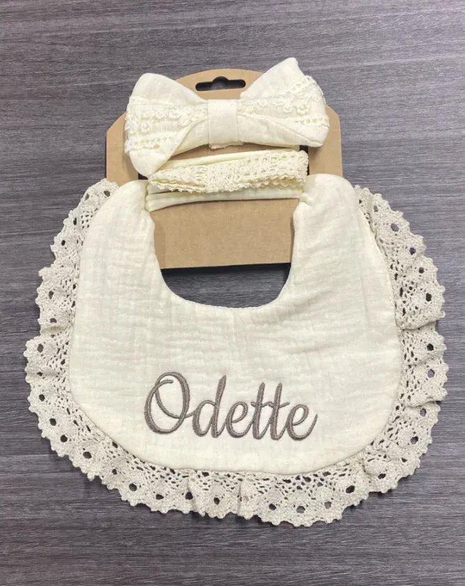 Color: WHITE, Kid Size: 3M - Personalized embroidered baby bib, baby pure cotton gauze bib, mouth in water, baby anti spitting, newborn bib, men's and women'