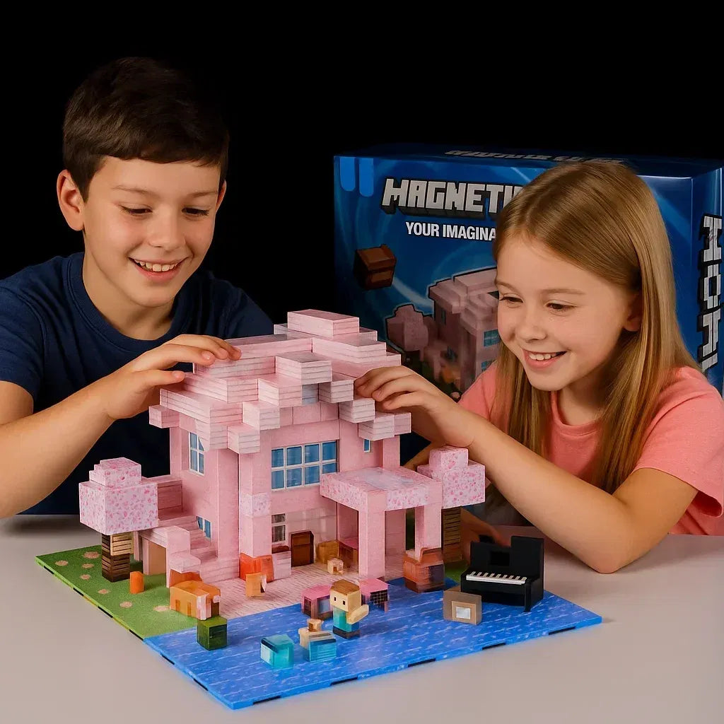 Color: Clear - Magnetic Building Blocks Mine World Magnet Cube Set for Boy Girl Kid Age 3+ DIY Pixel style Model Base plate STEM Toy Baseplate