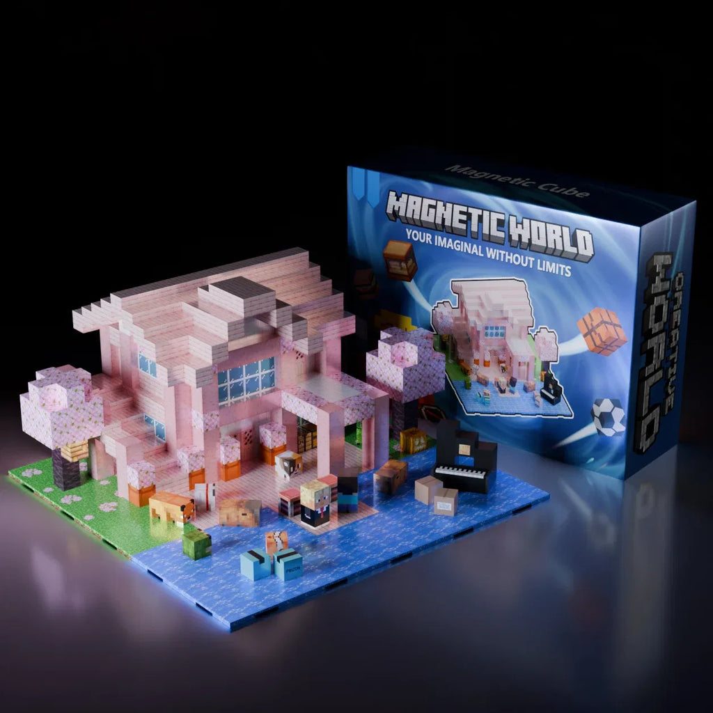 Color: Clear - Magnetic Building Blocks Mine World Magnet Cube Set for Boy Girl Kid Age 3+ DIY Pixel style Model Base plate STEM Toy Baseplate