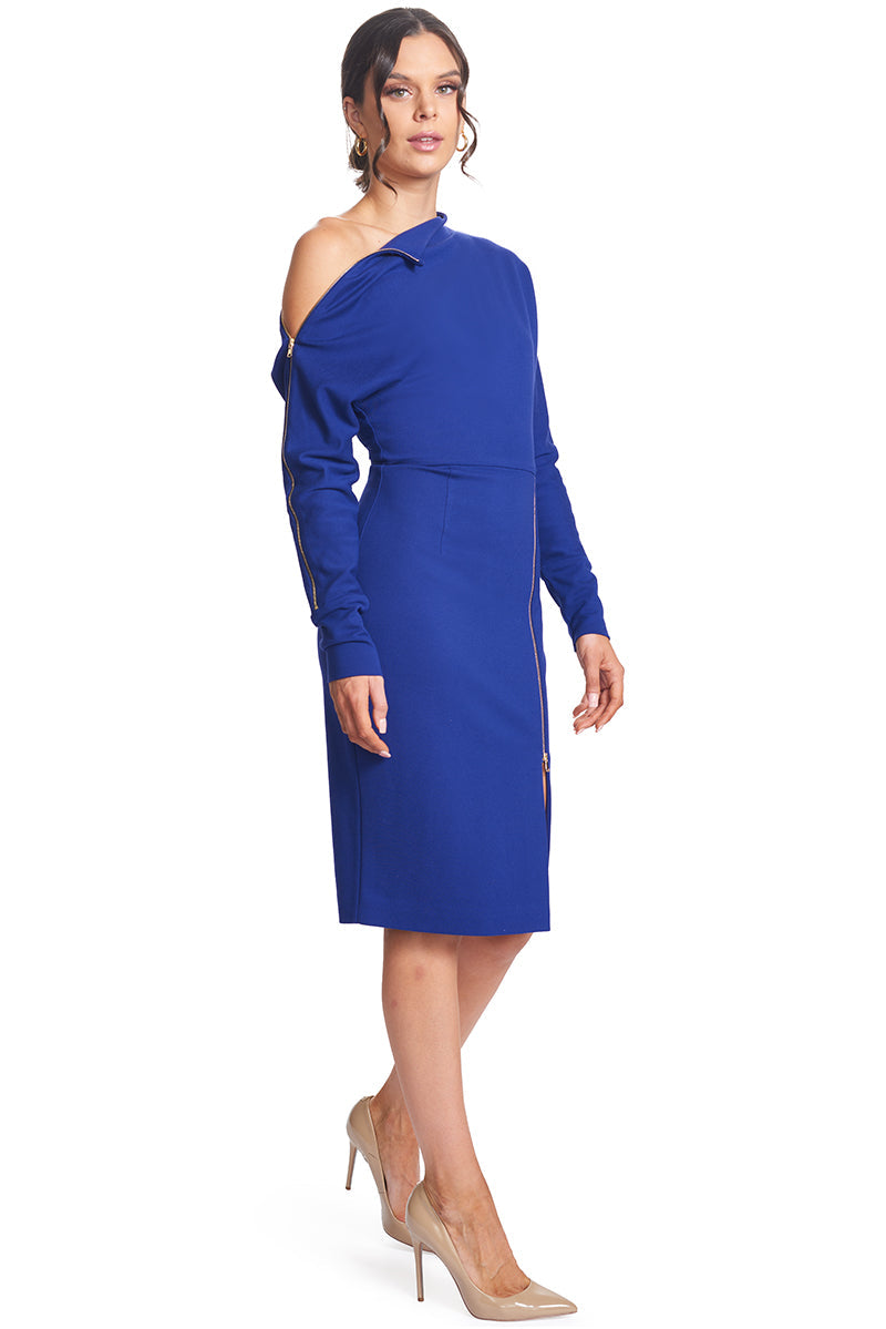 Josefa Convertible Midi - Indigo Violet Versatile Dress with Gold