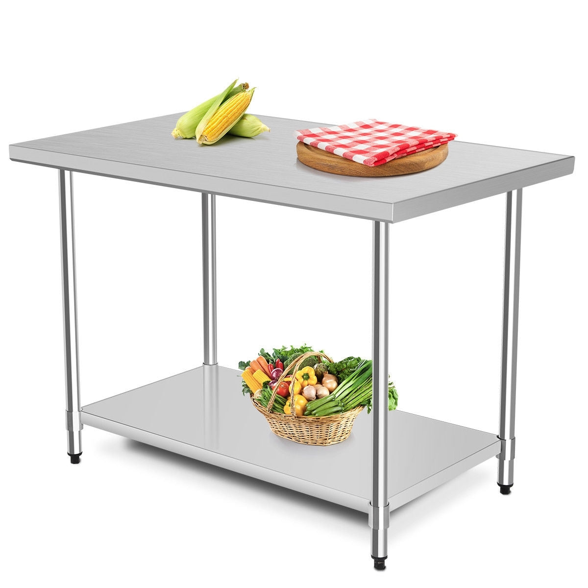 30 x 48 Inch Stainless Steel Table Commercial Kitchen Worktable - Color: Silver