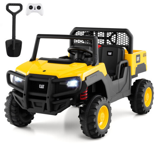 24V Ride On Dump Truck Licensed Caterpillar 2-Seater for Girls Boys-Yellow