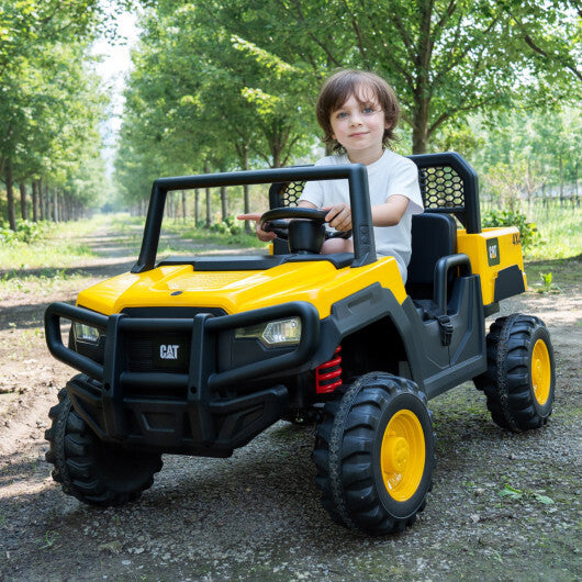 24V Ride On Dump Truck Licensed Caterpillar 2-Seater for Girls Boys-Yellow