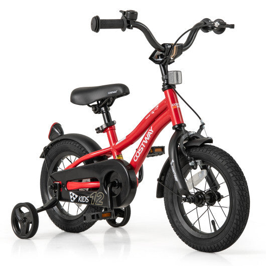 12 Inch Kids Bike Adjustable Bicycle with Reflectors and Bell for 3-4 Years Old - Color: Red - Size: 12 inches