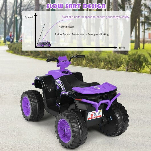12V Kids Electric 4-Wheeler ATV Quad Ride On Car with LED Light-Purple - Color: Purple