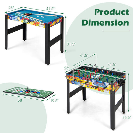 12-in-1 Combo Game Table Set with Foosball Air Hockey Pool Chess and Ping Pong - Color: Multicolor