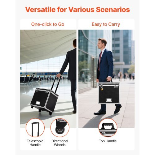 Portable File Storage Box, 15.6 x 12.6 x 15 inch Internal Chest Size, Locking Mobile Business Case with Telescopic Handle, Hand pull File Case for Office Home, Offices, Hospitals, Banks