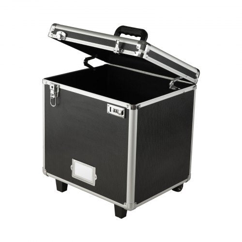 Portable File Storage Box, 15.6 x 12.6 x 15 inch Internal Chest Size, Locking Mobile Business Case with Telescopic Handle, Hand pull File Case for Office Home, Offices, Hospitals, Banks