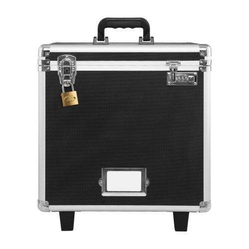 Portable File Storage Box, 15.6 x 12.6 x 15 inch Internal Chest Size, Locking Mobile Business Case with Telescopic Handle, Hand pull File Case for Office Home, Offices, Hospitals, Banks