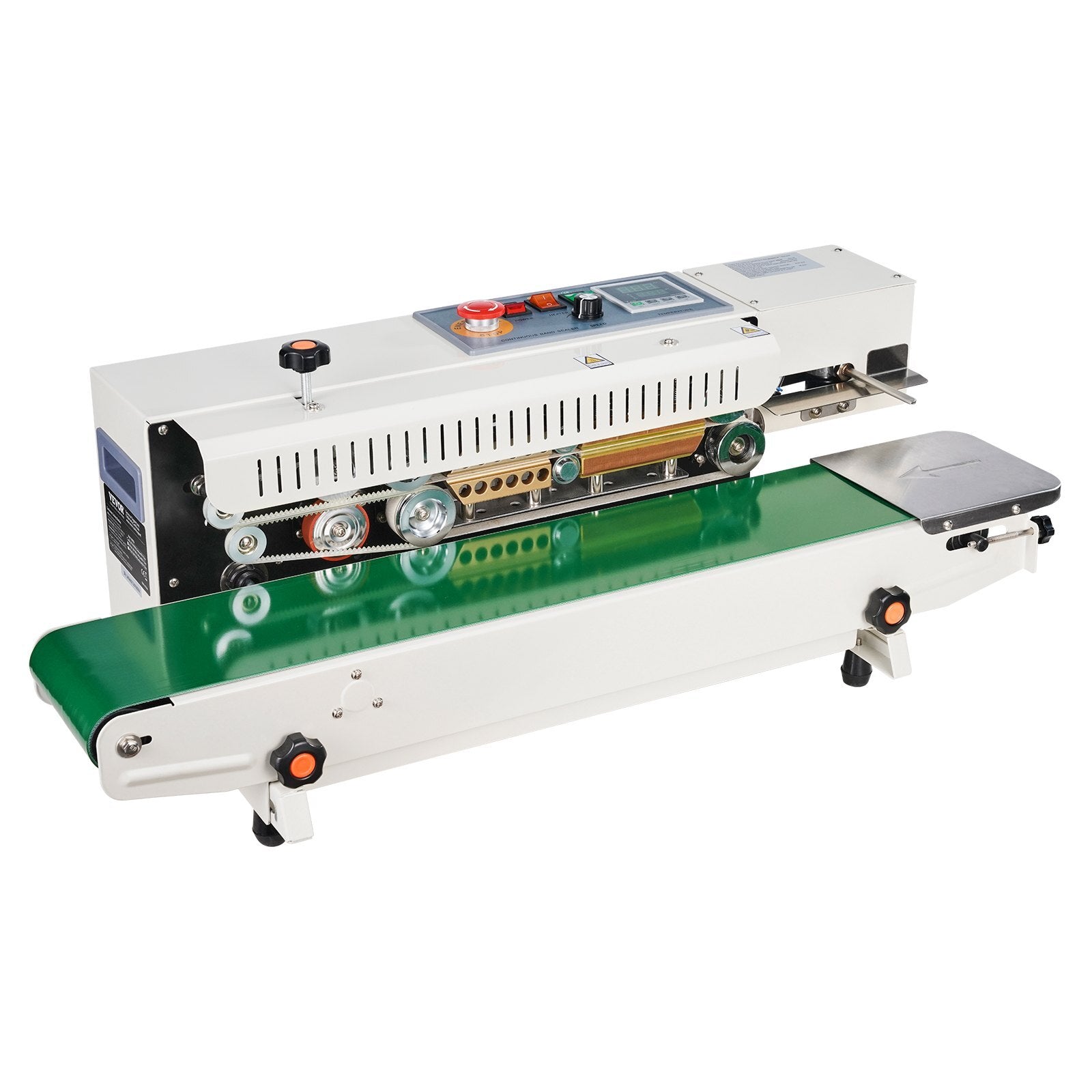 Continuous Bag Band Sealing Machine, 0.24-0.47 in/6-12 mm Seal Width, Horizontal Band Sealer Machine with Digital Temperature Control, Bag Sealer for 0.02-0.8 mm Plastic Bags, Inflation Function