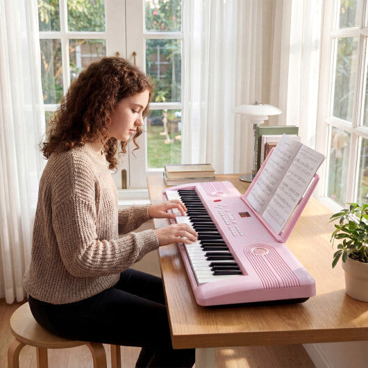 Costway 61 Key Electric Portable Digital Keyboard Piano for Beginner-Pink - Color: Pink