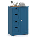 Costway Free-Standing Wooden Cabinet with 4 Drawers and Door Cabinet-Blue