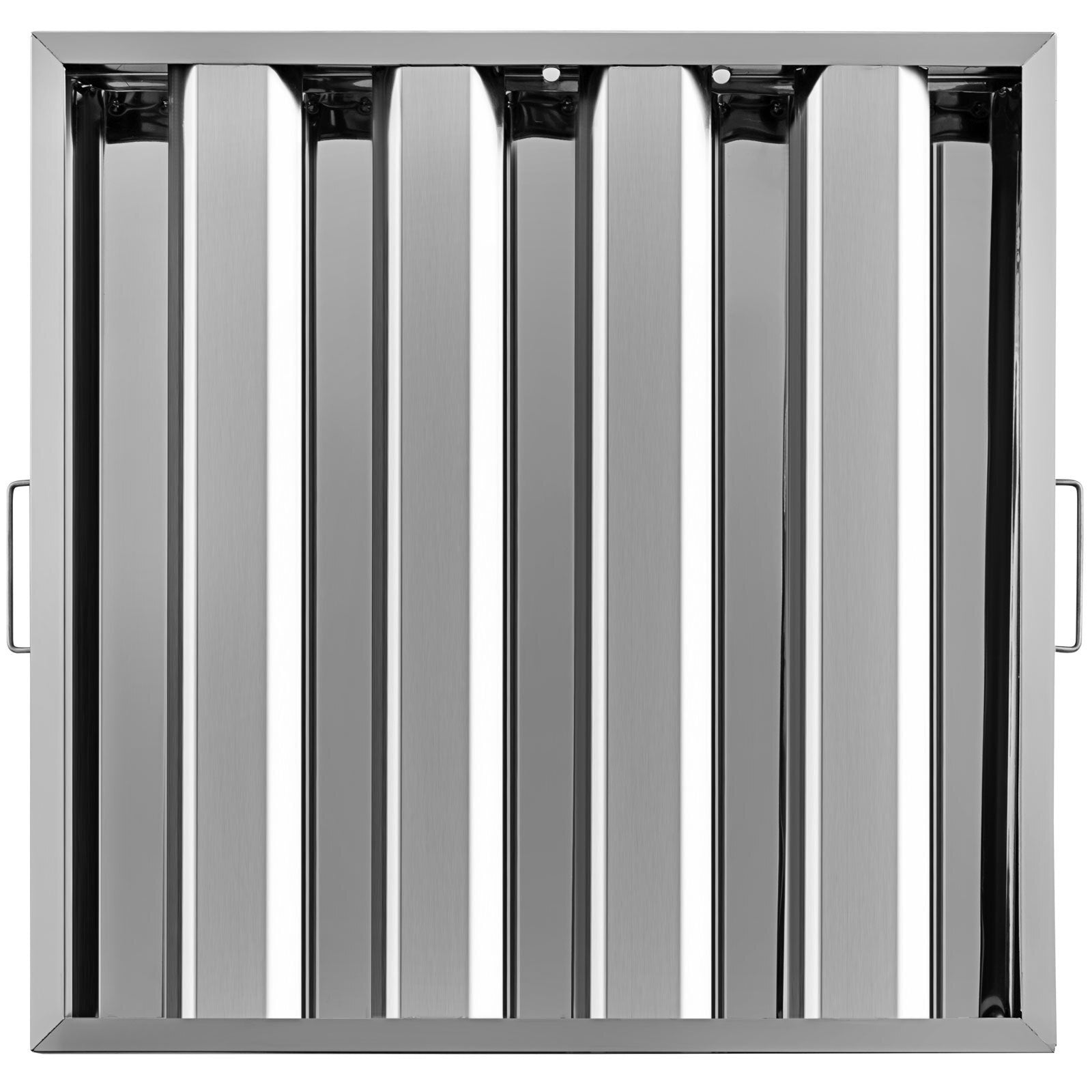 Pack of 6 Hood Filters 19.5W x 19.5H Inch, 430 Stainless Steel 4 Grooves Commercial Hood Filters, Range Hood Filter for Grease Rated Commercial Kitchen Exhaust Hoods