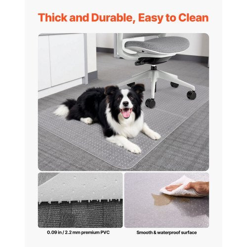 Chair Mat, 36 x 48-inch Office Chair Mat for Carpeted Floors, Plastic Floor Protector Rug with Studded, Non-Slip & Easy to Clean, Smooth Glide Under Desk Rug for Home Office (Rectangular)
