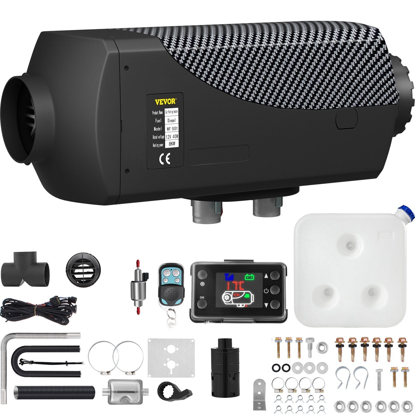 8KW Diesel Air Heater Muffler Diesel Heater 12V Remote Control Diesel Parking Heater with LCD Switch for Car Trucks Motorhome Boat and Bus