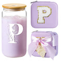 AYGXU Travel Jewelry Organizer16oz glass cups with bamboo lidsaesthetic cupscoffee cupsGraduation Travel Essentials Small Jewelry BoxPersonalized Jewelry Boxes for WomenInitial P purple