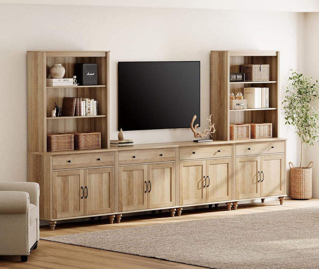Oak Farmhouse Entertainment Center For TVs Up To 75 Inches