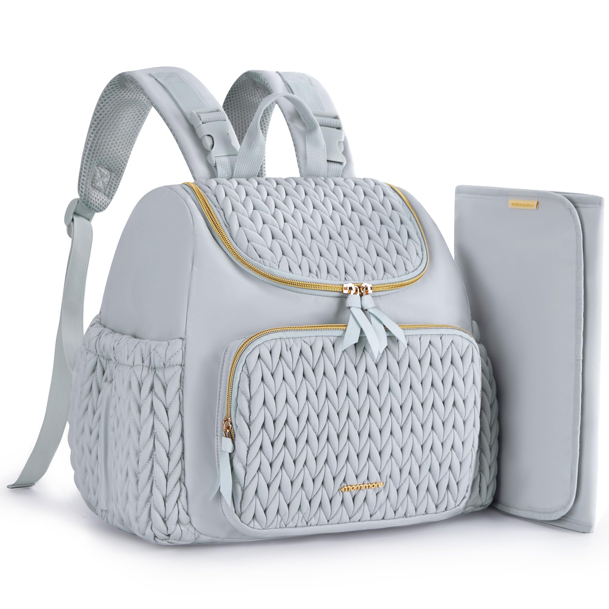 mommore Diaper Bag Small Diaper Backpack Stylish Toddler Baby Mini Maternity Bags Travel Backpacks with Insulated Pockets Changing Pad Stroller Straps